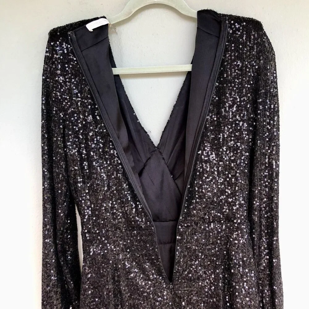 Ramy Brook Sequin Mini Dress Women 6 Becky Faux Wrap Deep-V Cocktail  Party - Picture 9 of 16